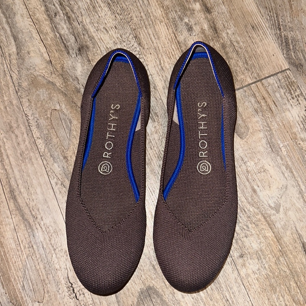 Rothy’s brown flats.
